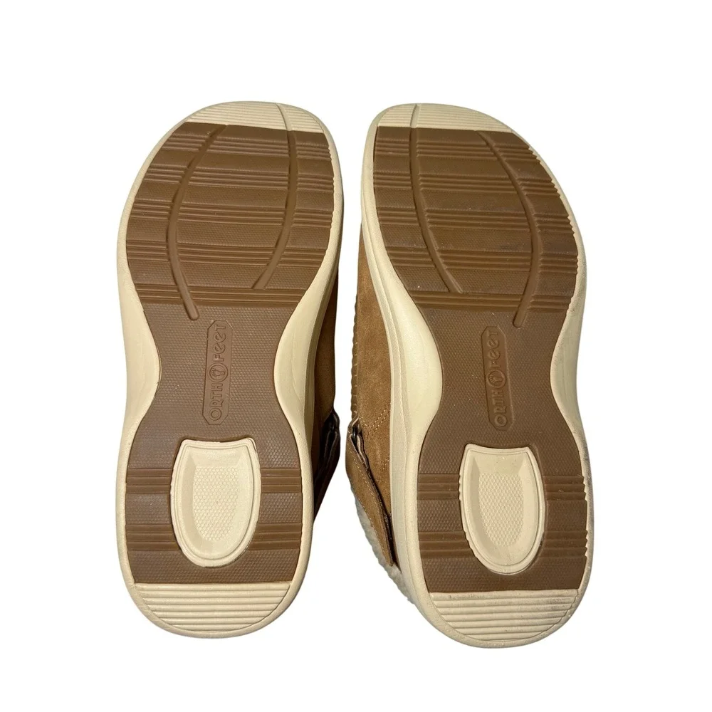 Orthofeet Hudson Mens Brown Suede Orthopedic Slippers 20106 Size 11 Wide